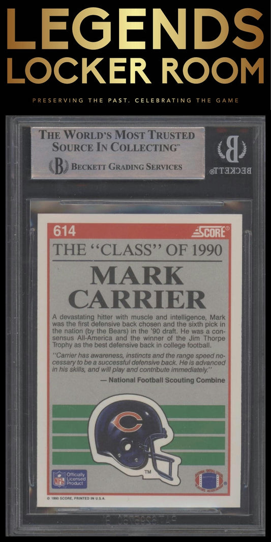 1990 Score #614 Mark Carrier On Card Auto BGS