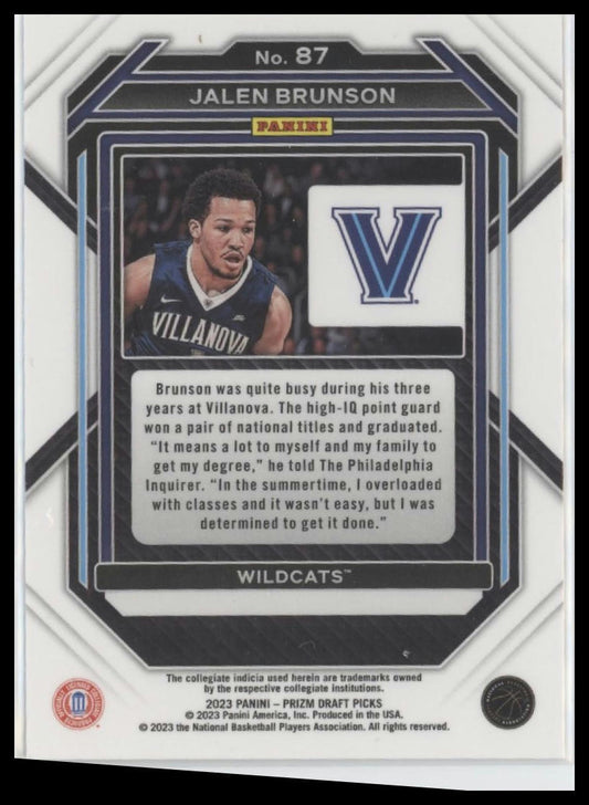 2023 Panini Prizm Draft Picks #87 Jalen Brunson