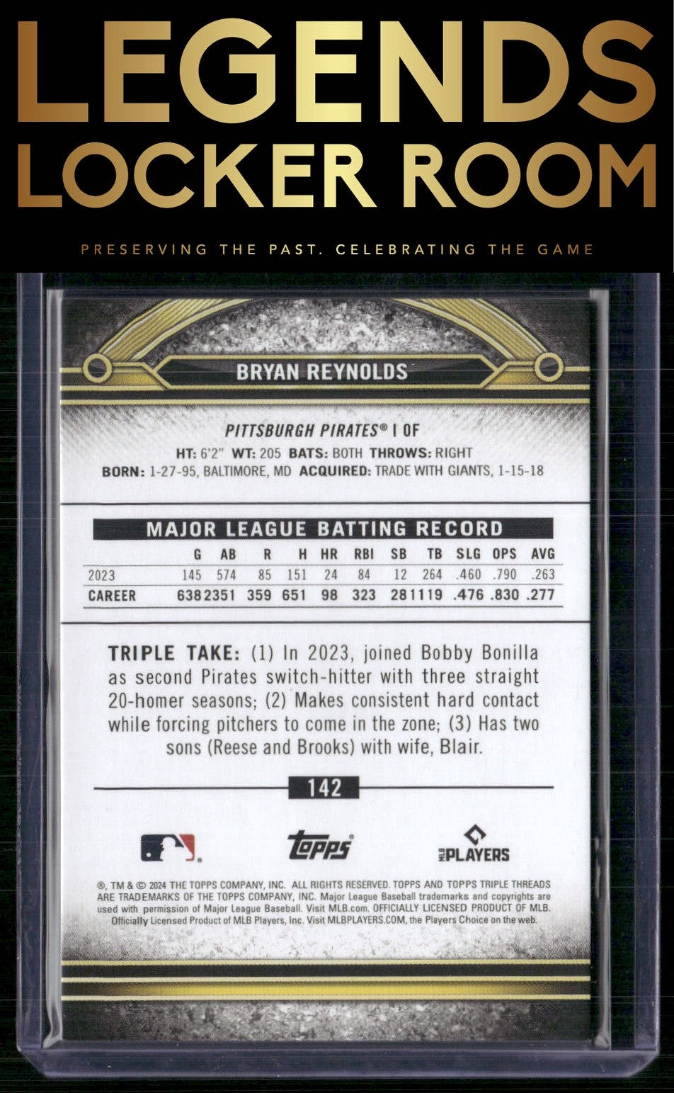 2024 Topps Triple Threads #142 Bryan Reynolds Tourmaline #/125