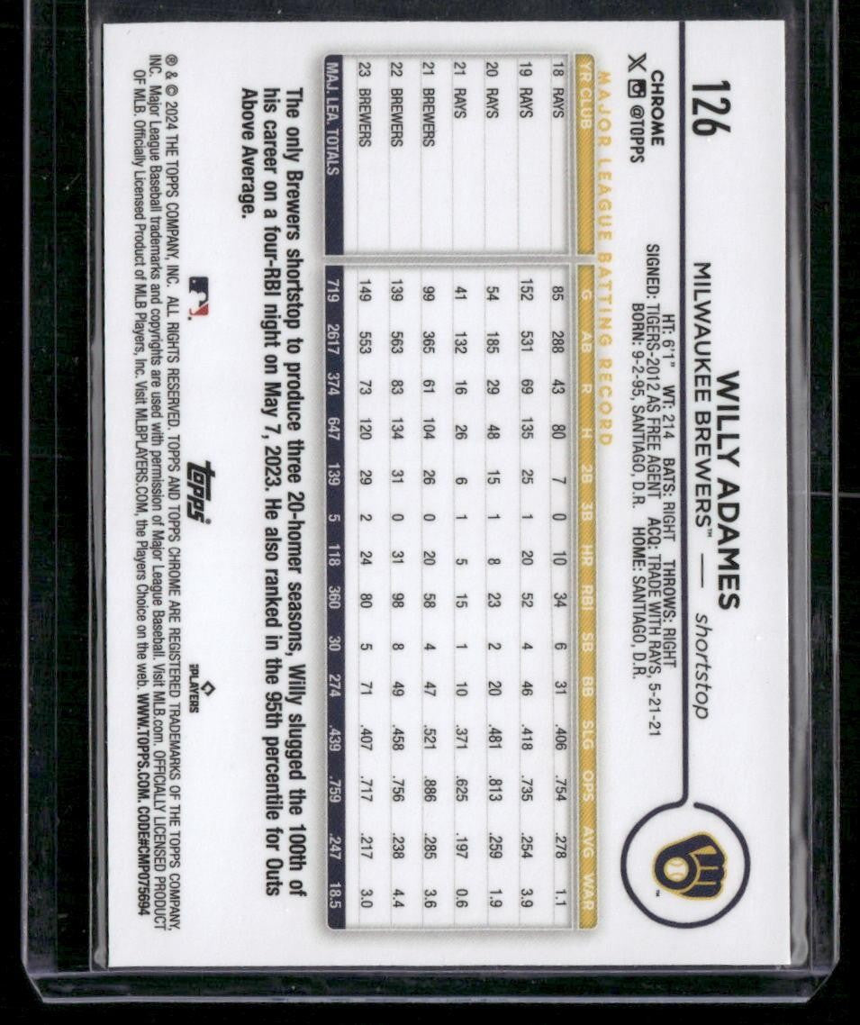 2024 Topps Chrome #126 Willy Adames Sepia Refractors