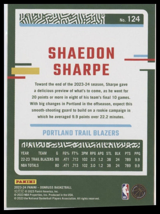2023-24 Donruss #124 Shaedon Sharpe