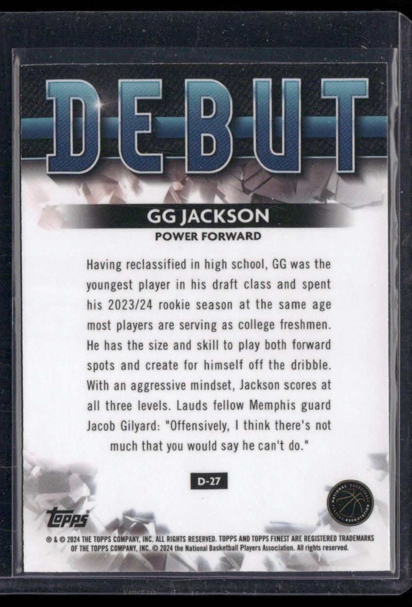 2023-24 Finest #D-27 GG Jackson Debut Blue Checkerboard Refractors #/99