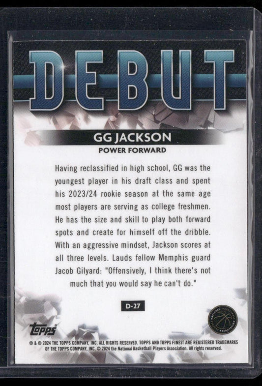 2023-24 Finest #D-27 GG Jackson Debut Blue Checkerboard Refractors #/99