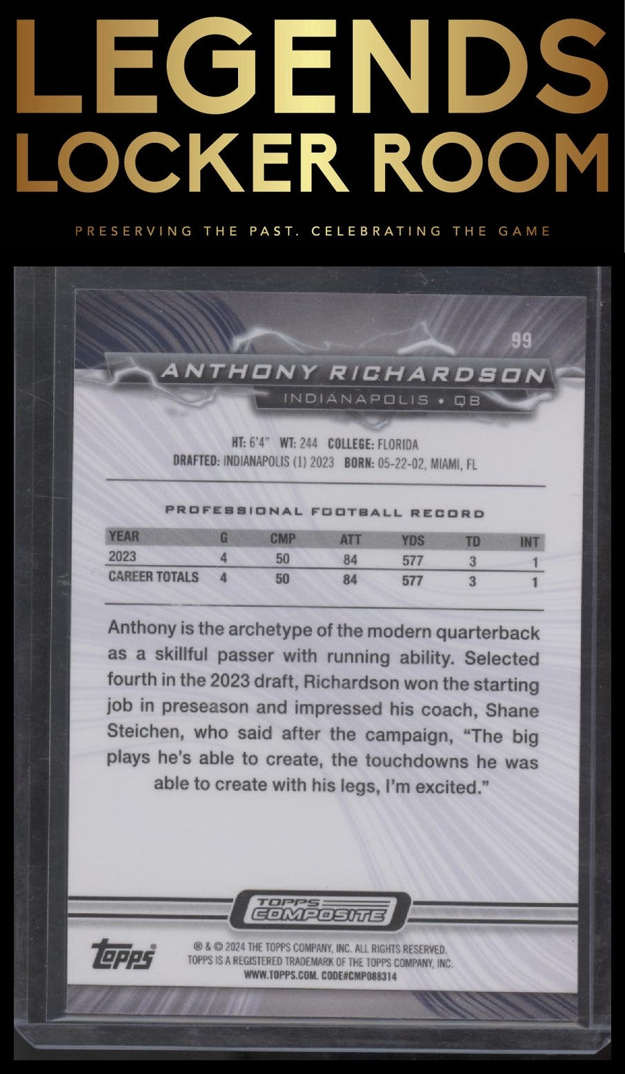 2023 Topps Composite #99 Anthony Richardson Resurgence Blue and Orange Spark