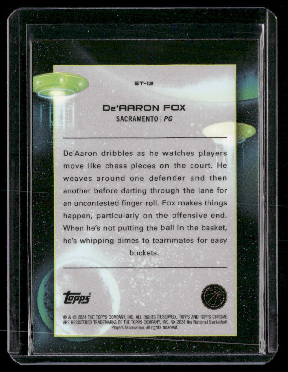 2023-24 Topps Chrome Cosmic #ET-12 De'Aaron Fox Extraterrestrial Talent