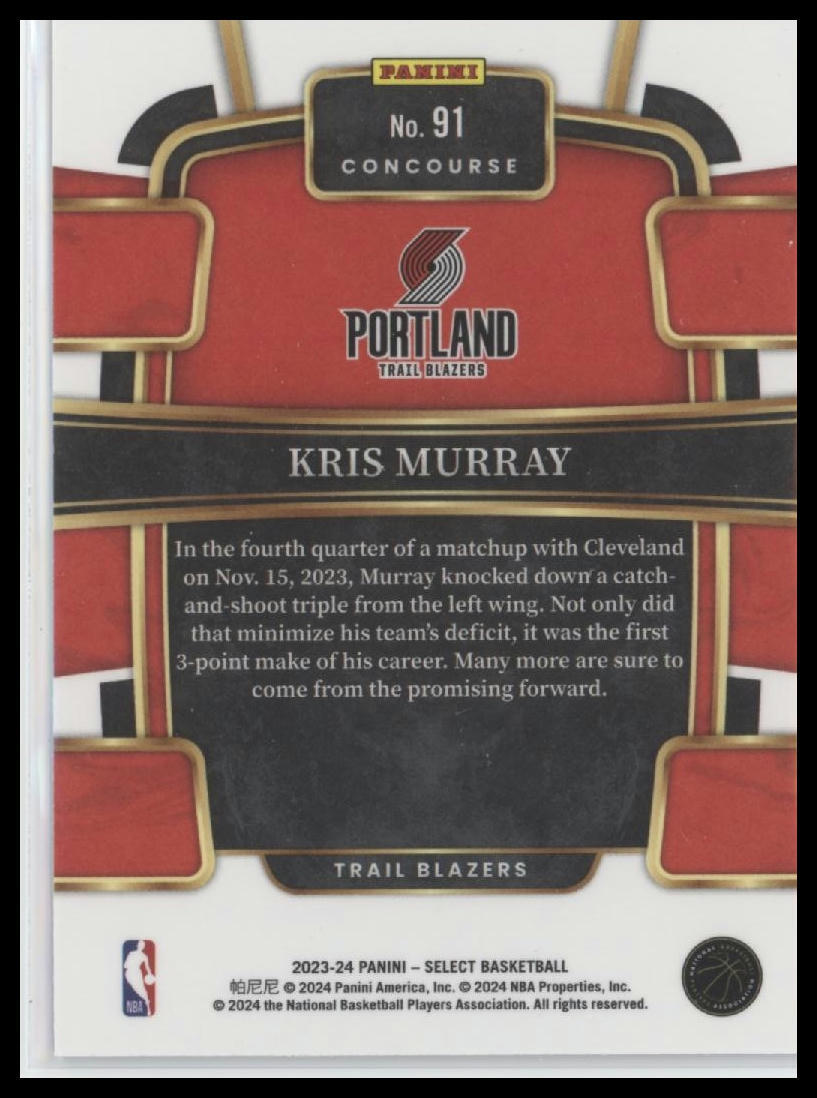 2023-24 Panini Select #91 Kris Murray Blue (Retail Base)