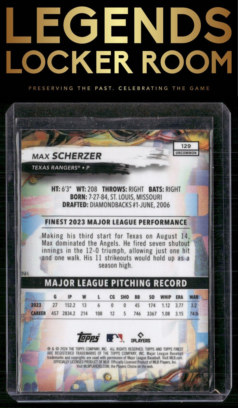 2024 Finest #129 Max Scherzer Checkerboard Refractors