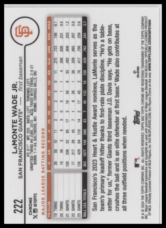 2024 Topps Chrome #222 LaMonte Wade Jr.