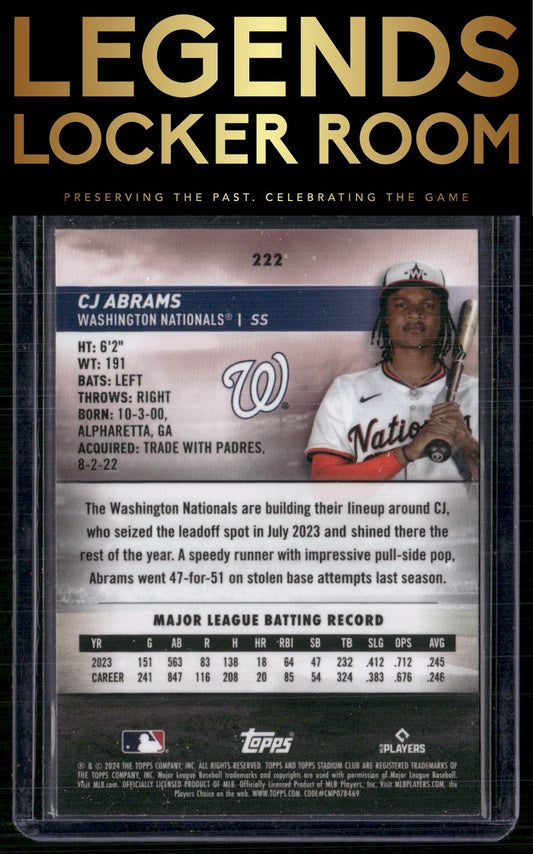 2024 Stadium Club #222 CJ Abrams Chrome