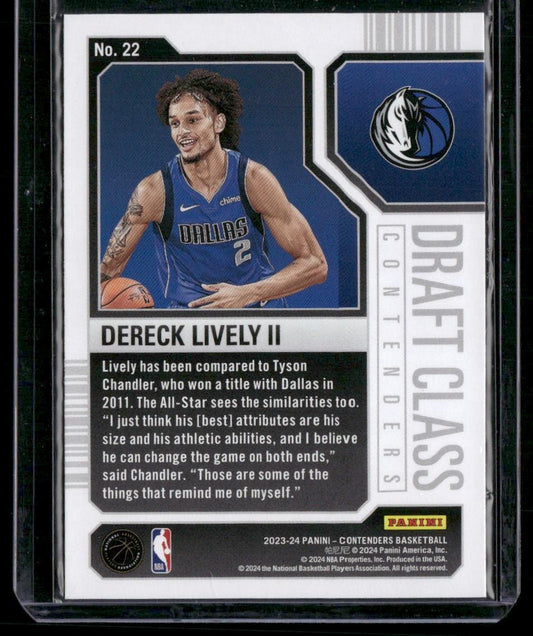 2023-24 Panini Contenders #22 Dereck Lively II 2023 Draft Class Contenders