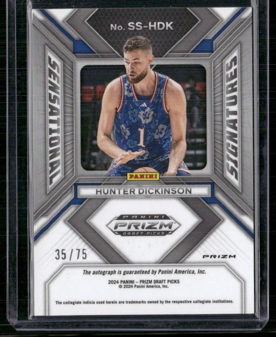 2024 Prizm Draft Picks Hunter Dickinson Sensational Signatures Blue Ice /75