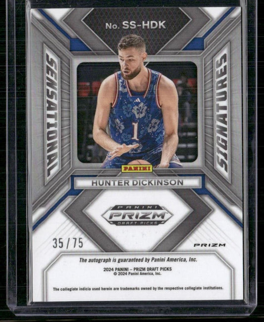 2024 Prizm Draft Picks Hunter Dickinson Sensational Signatures Blue Ice /75