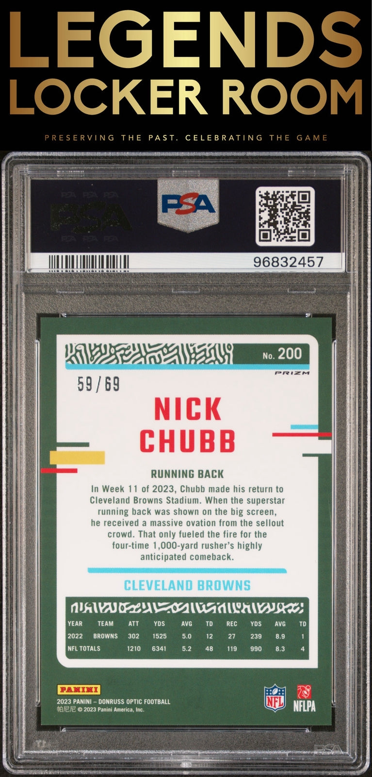 2023 Panini Donruss Optic #200 Nick Chubb Electricity PSA 9