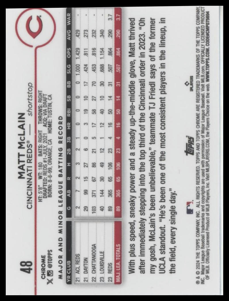 2024 Topps Chrome #48 Matt McLain