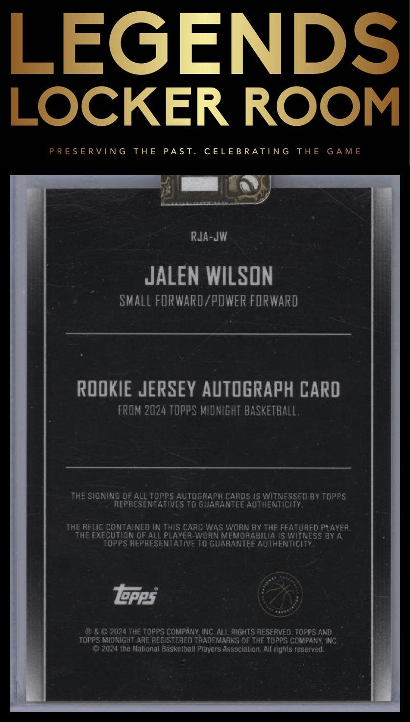 2023-24 Topps Midnight #RJA-JW Jalen Wilson Rookie Jersey Autographs Dusk #/75