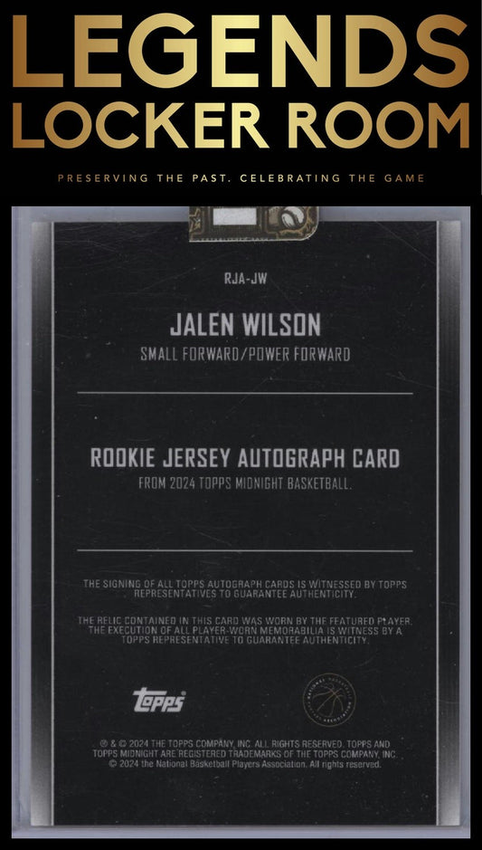 2023-24 Topps Midnight #RJA-JW Jalen Wilson Rookie Jersey Autographs Dusk #/75