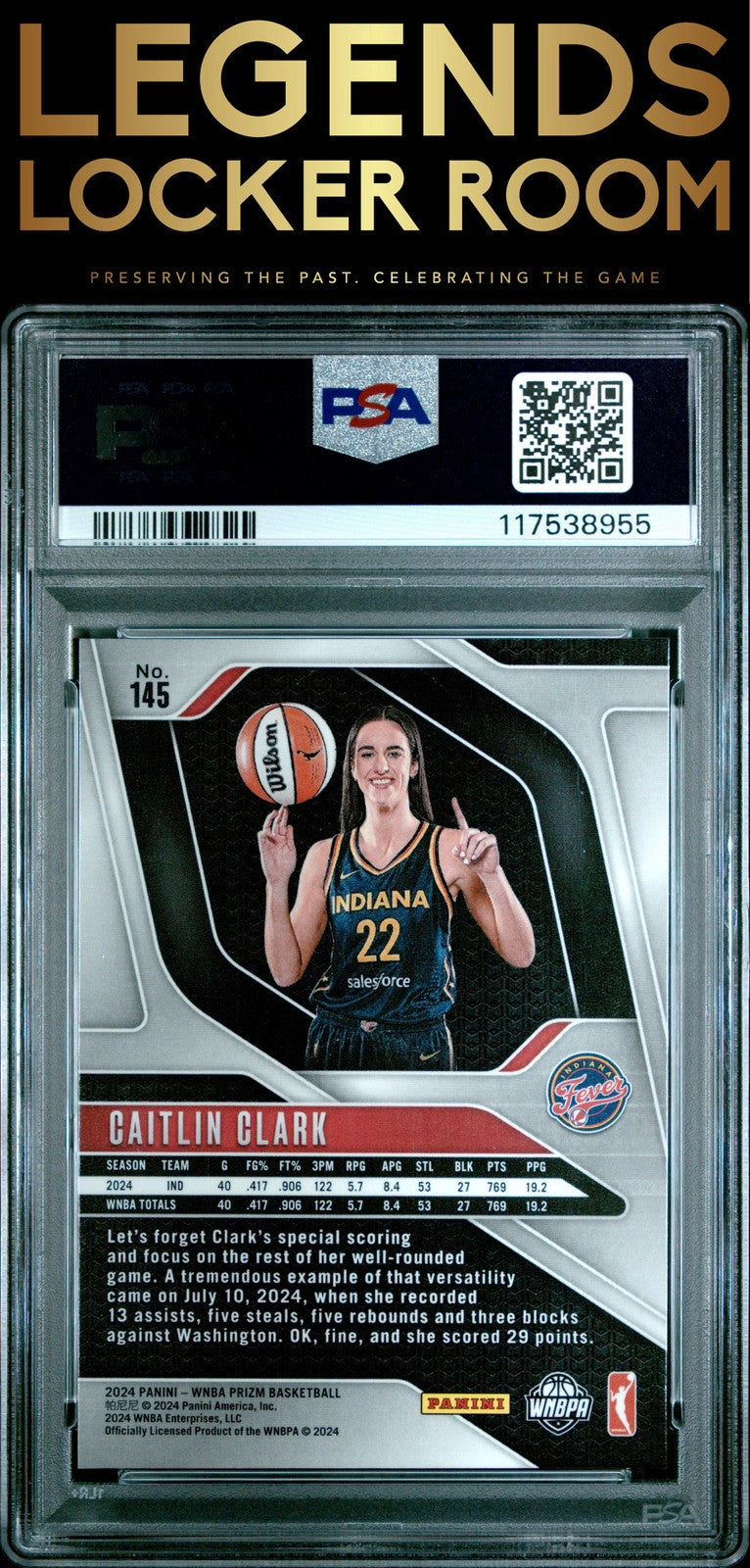 2024 Panini Prizm Wnba #145 Caitlin Clark PSA 8
