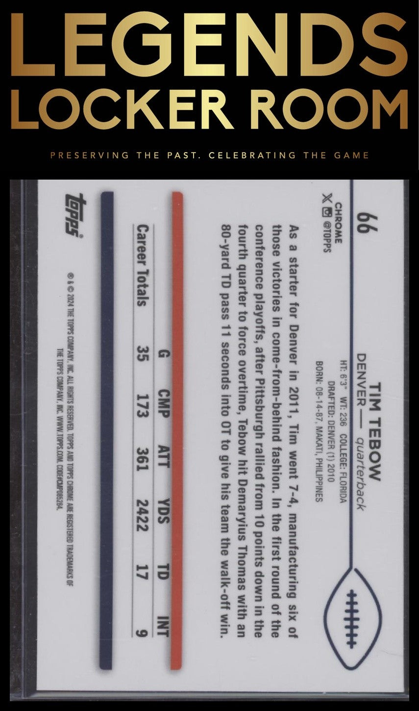 2024 Topps Chrome #66 Tim Tebow Green Geometric Refractor #/99