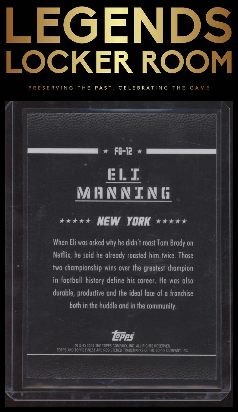 2024 Finest #FG-12 Eli Manning Field Generals Blue Refractor #/99