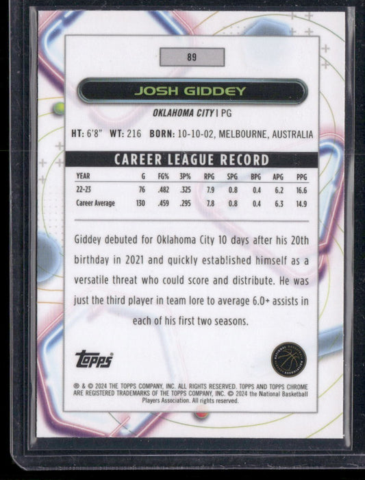 2023-24 Topps Chrome Cosmic #89 Josh Giddey Pink Galaxy Refractors