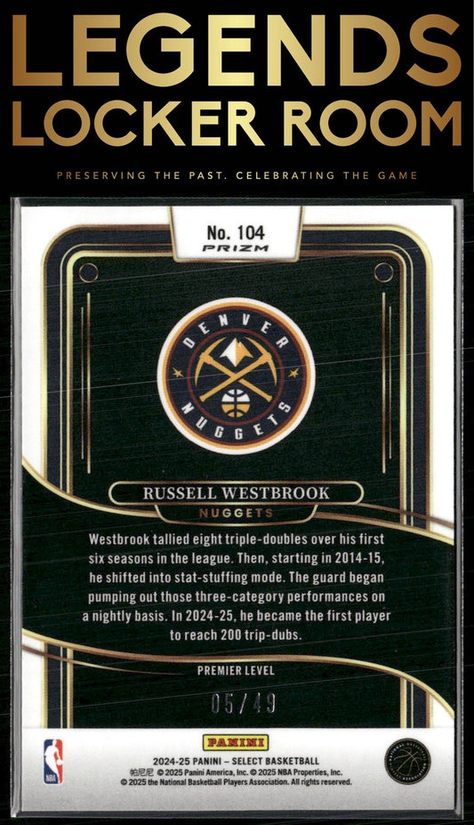 2024-25 Panini Select #104 Russell Westbrook Bronze Checker Prizm #/49