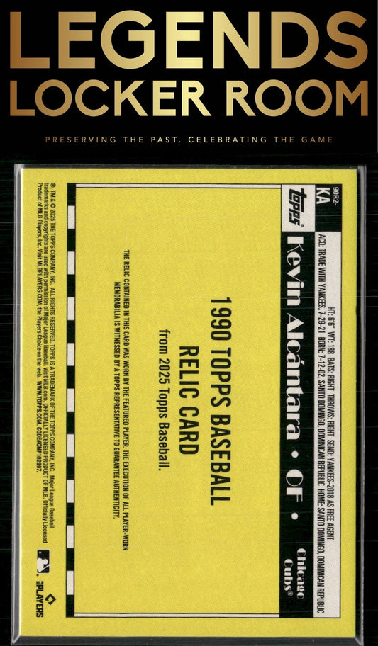 2025 Topps Kevin Alcántara 1990 Topps Baseball 35th Anniversary Relics