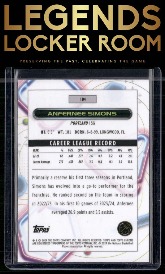 2023-24 Topps Chrome Cosmic #104 Anfernee Simons