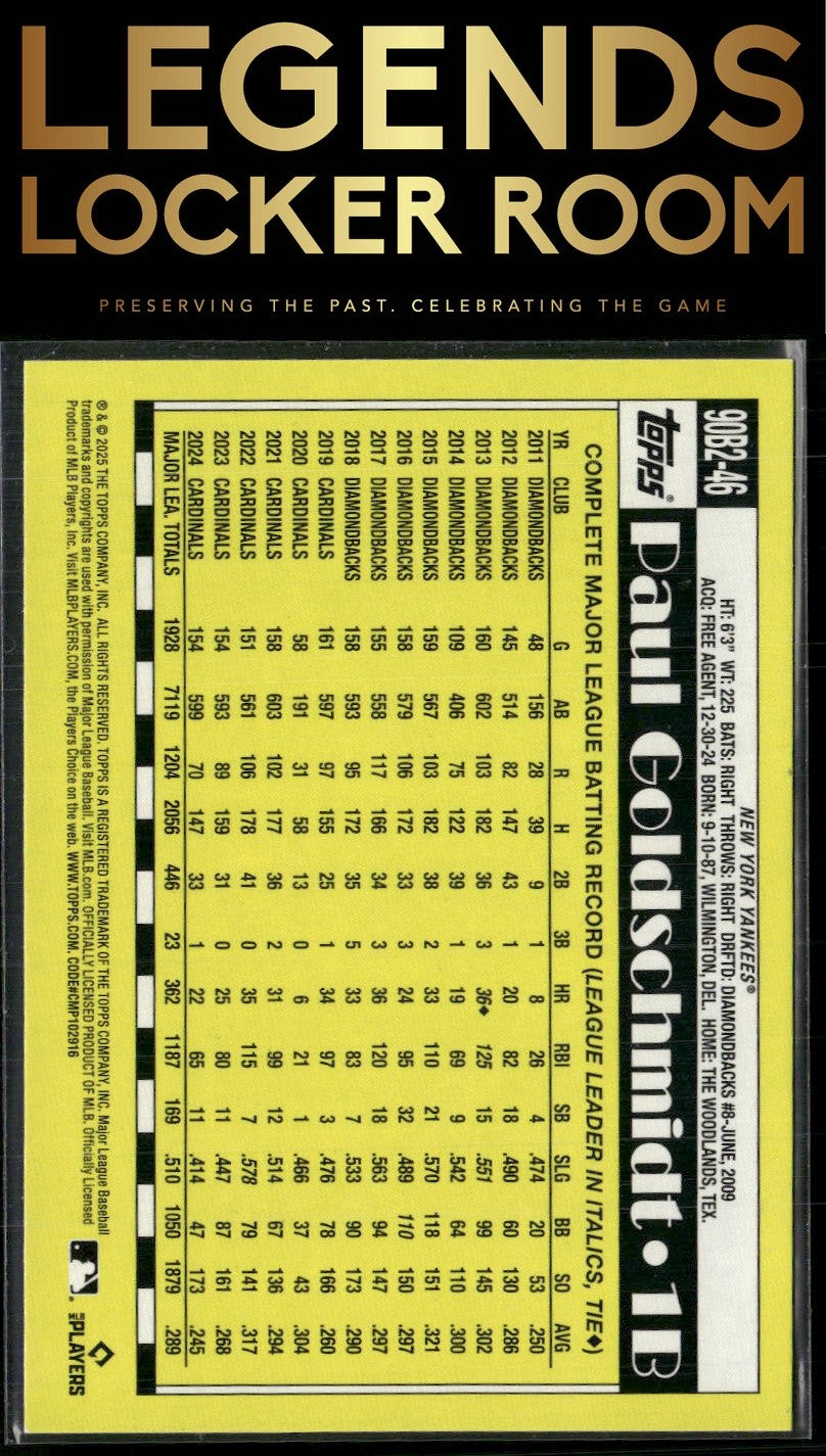 2025 Topps Paul Goldschmidt 1990 Topps Baseball 35th Anniversary