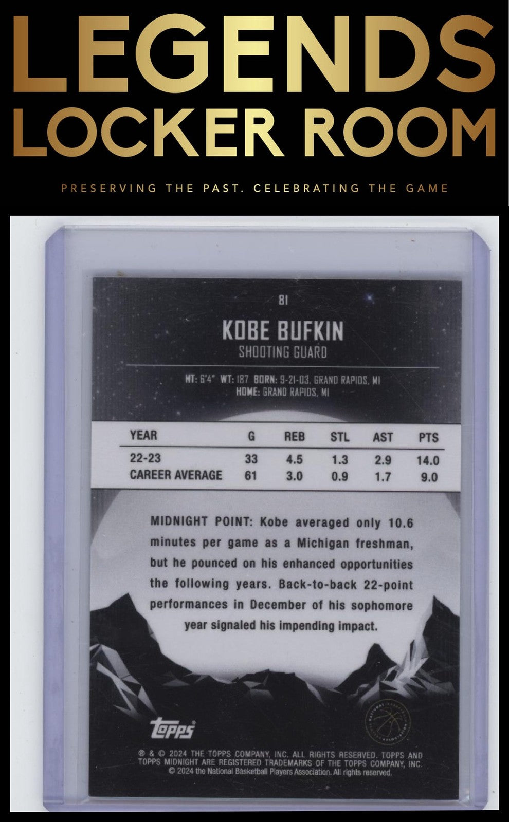 2023-24 Topps Midnight #81 Kobe Bufkin