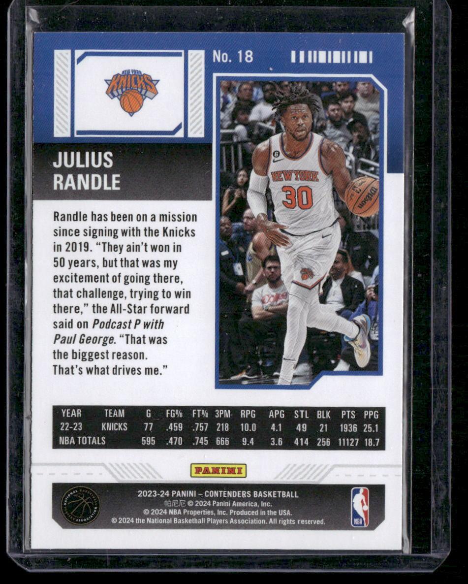 2023-24 Panini Contenders #18 Julius Randle Game Ticket Bronze