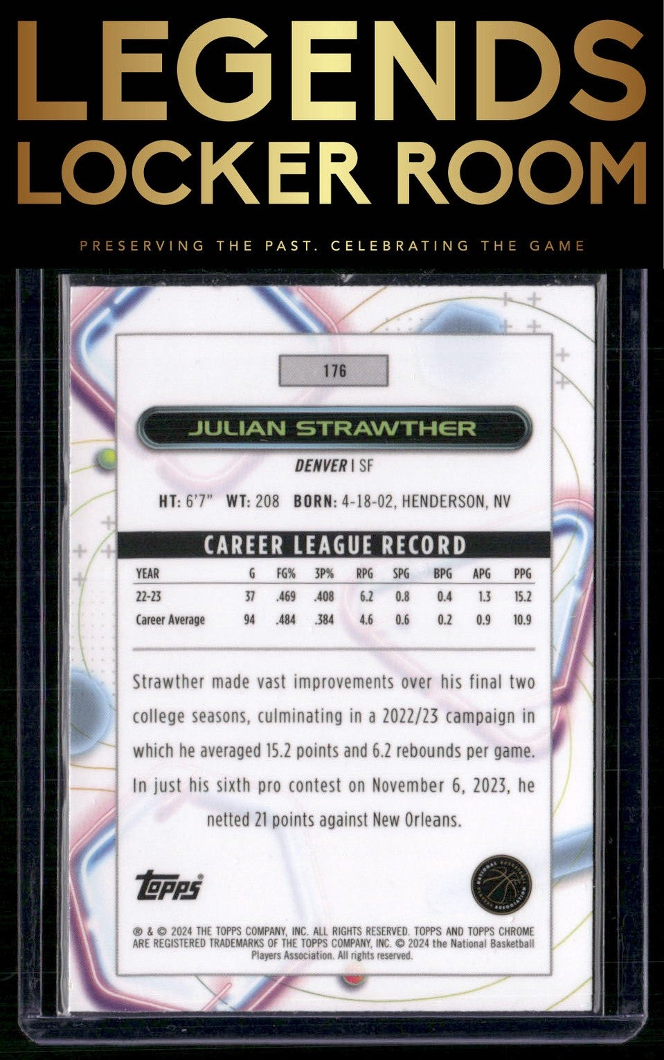 2023-24 Topps Chrome Cosmic #176 Julian Strawther