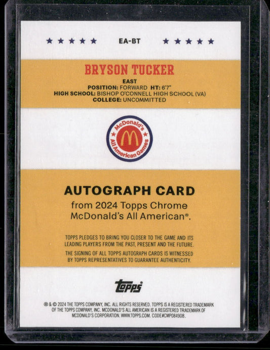 2024 Topps McDonald's All-American Bryson Tucker American Event Auto
