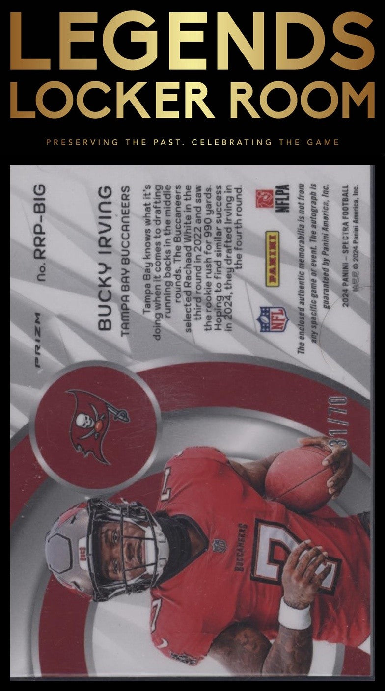 2024 Panini Spectra Bucky Irving Radiant Rookie Patch Signatures Supernova #/70