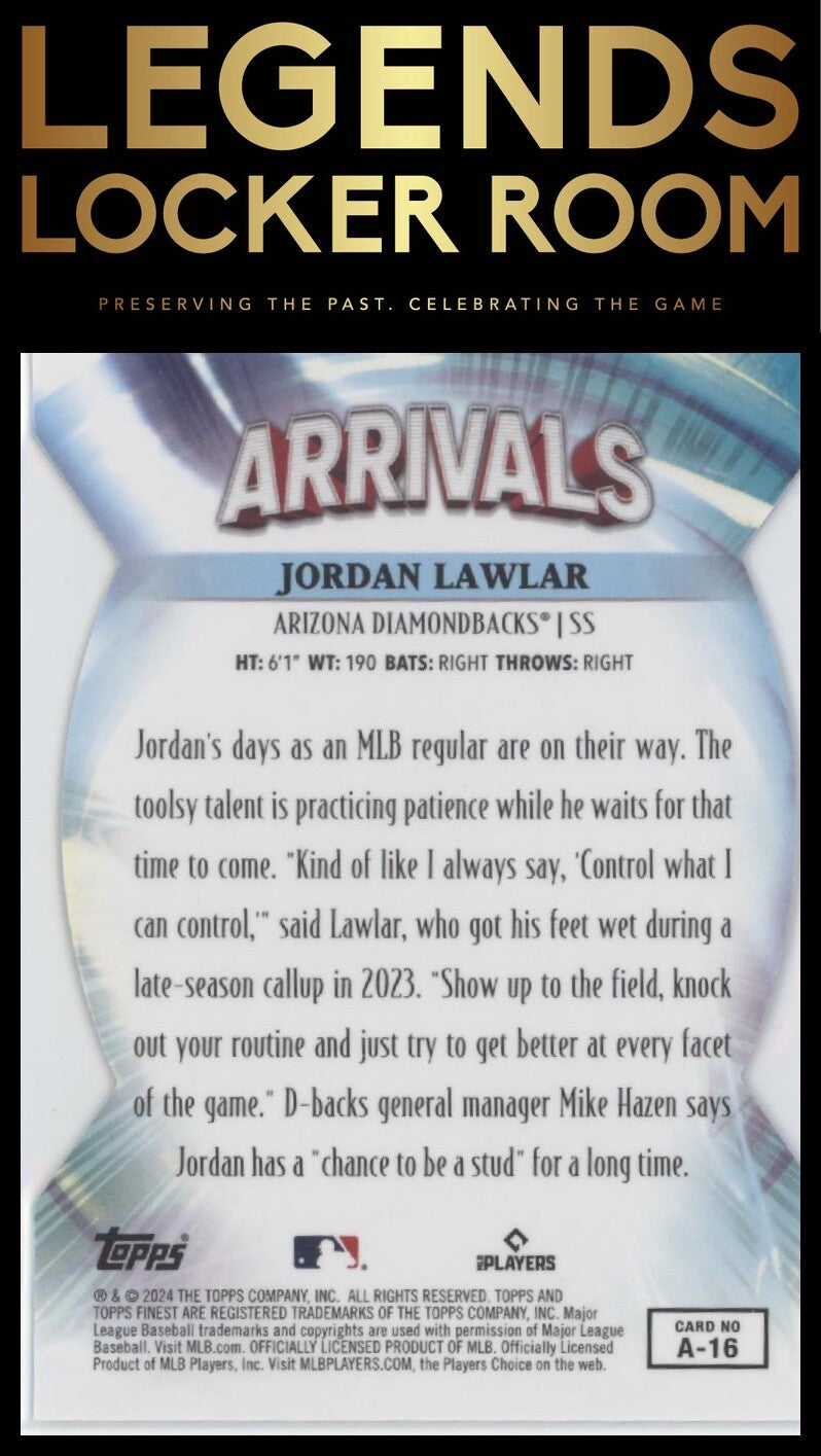 2024 Finest #A-16 Jordan Lawlar Arrivals