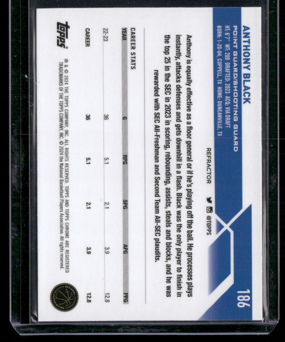 2023-24 Topps Chrome #186 Anthony Black Refractors