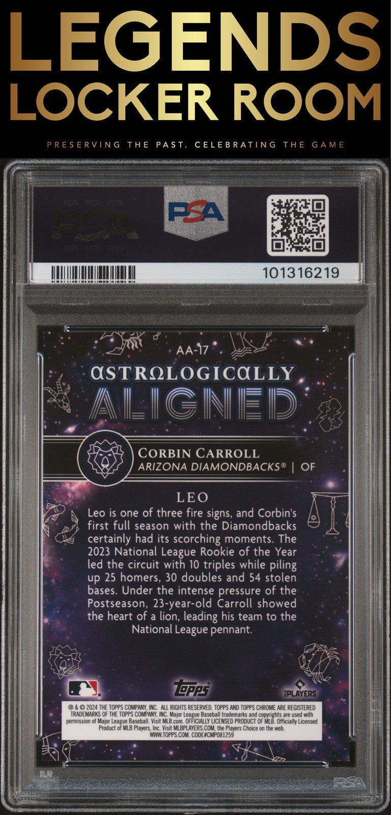 2024 Topps Chrome Cosmic Astrologically Aligned Corbin Carroll Org PSA 10