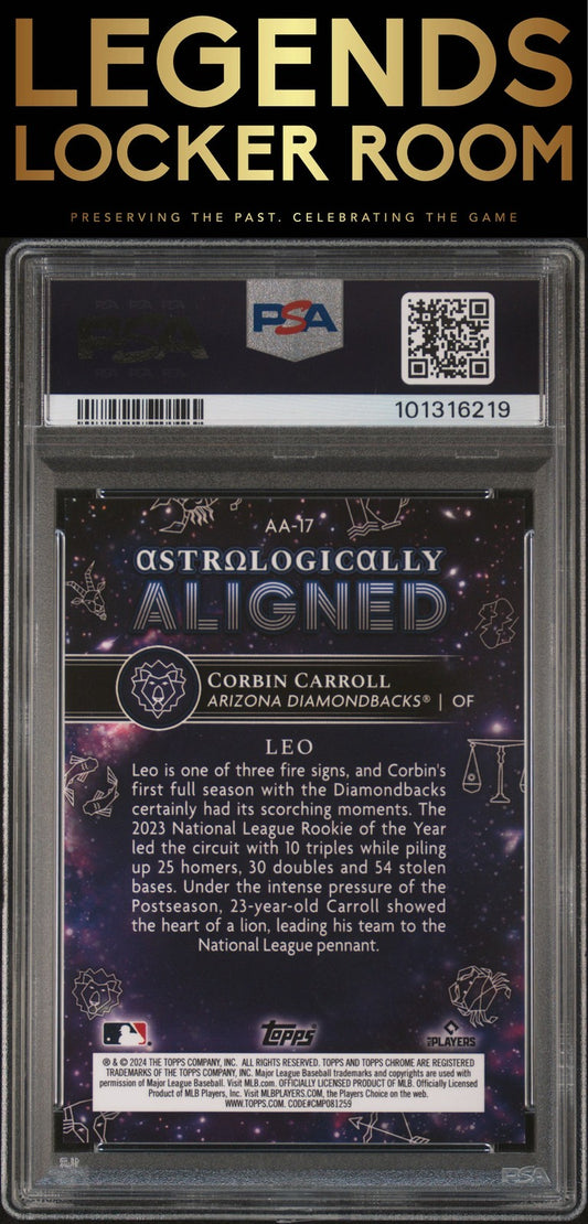 2024 Topps Chrome Cosmic Astrologically Aligned Corbin Carroll Org PSA 10