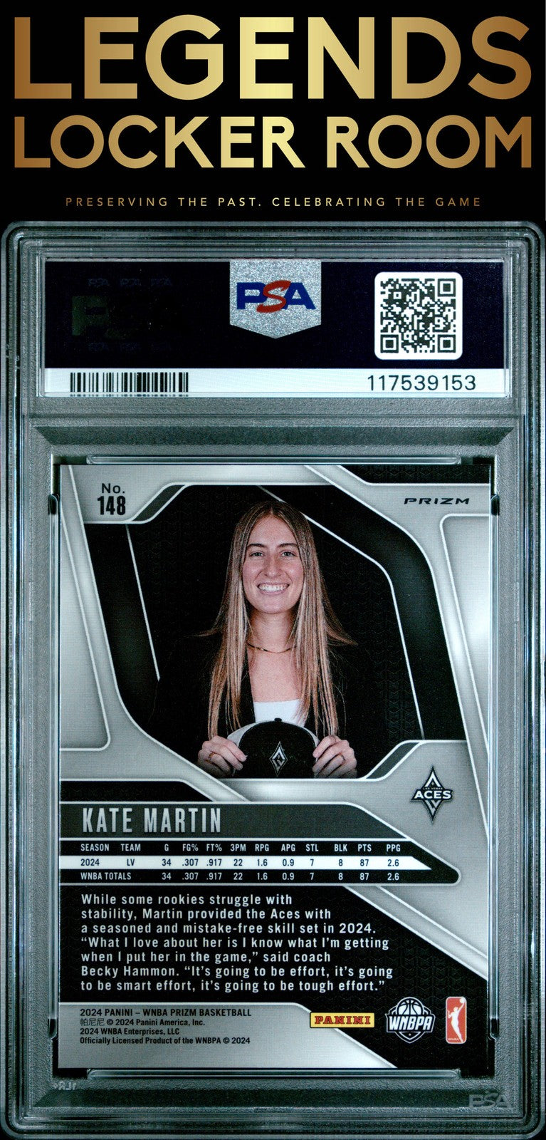 2024 Panini Prizm Wnba #148 Kate Martin Silver Prizm PSA 9