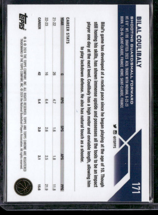 2023-24 Topps Chrome Sapphire #171 Bilal Coulibaly