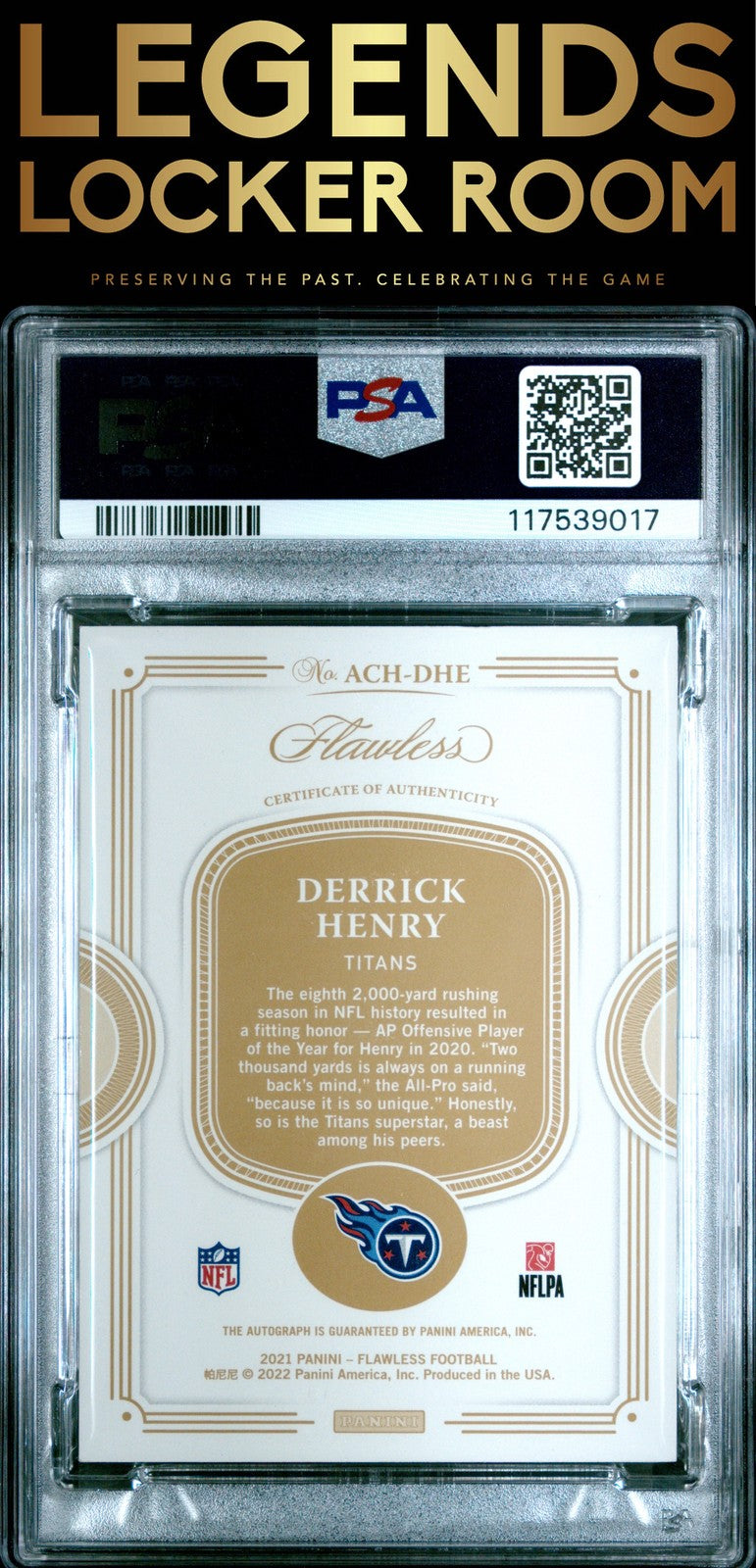 2021 Panini Flawless Achievements Autographs Derrick Henry PSA