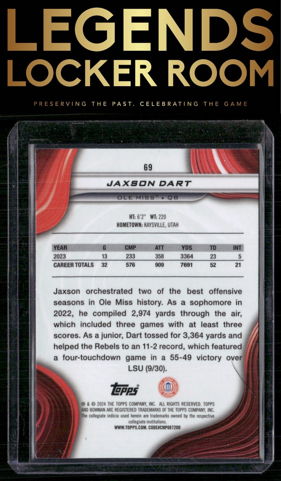 2024 Bowman University Best #69 Jaxson Dart Aqua Refractor #/225