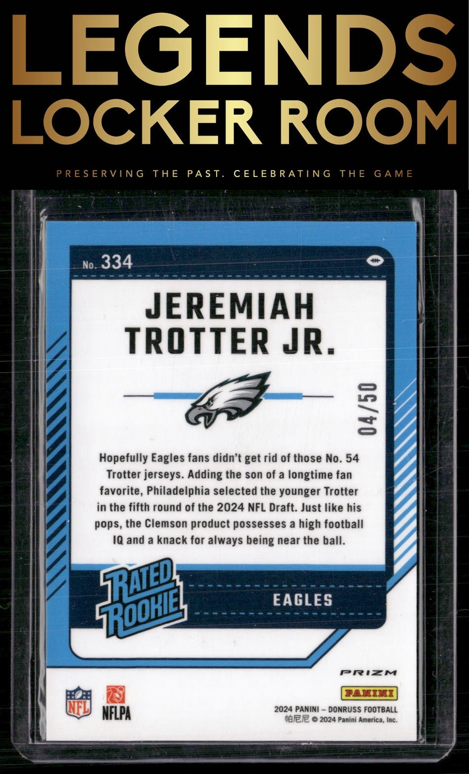 2024 Donruss #334 Jeremiah Trotter Jr. Optic Rated Rookies Preview Purple