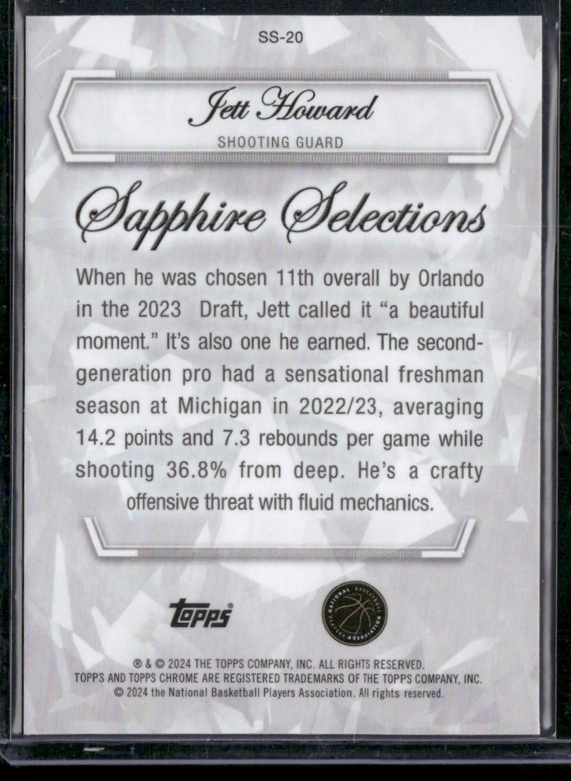 2023-24 Topps Chrome Sapphire #SS-20 Jett Howard Sapphire Selections