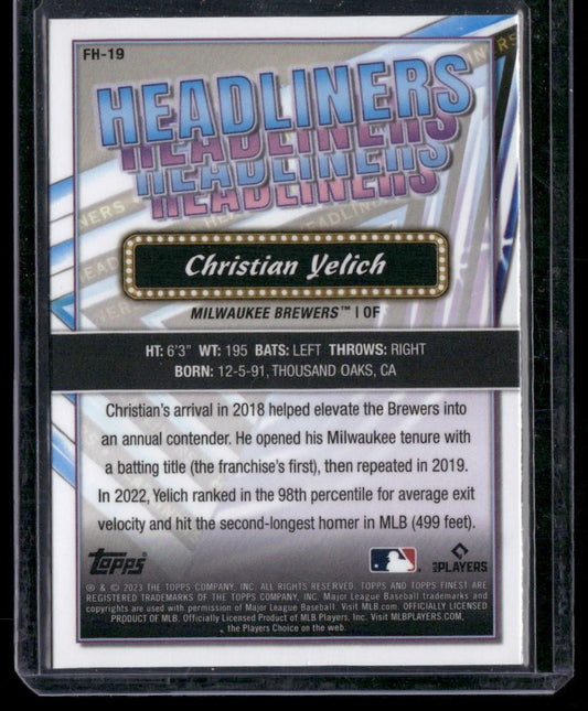 2023 Finest #FH-19 Christian Yelich Headliners