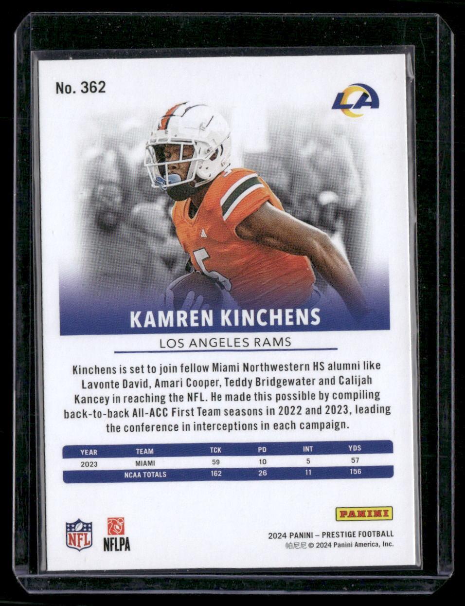 2024 Panini Prestige #362 Kamren Kinchens