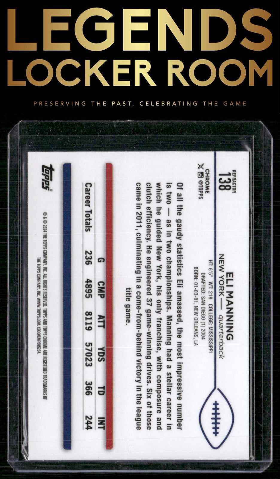 2024 Topps Chrome #138 Eli Manning Refractor