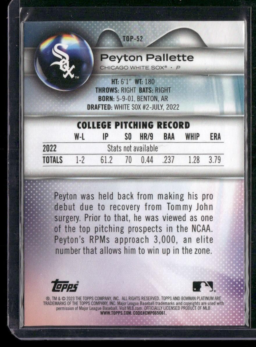 2023 Bowman Platinum #TOP-52 Peyton Pallette Top Prospects