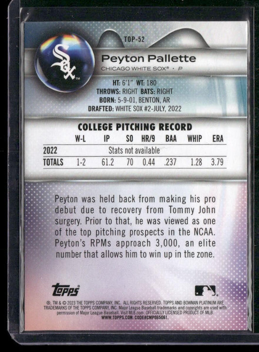 2023 Bowman Platinum #TOP-52 Peyton Pallette Top Prospects
