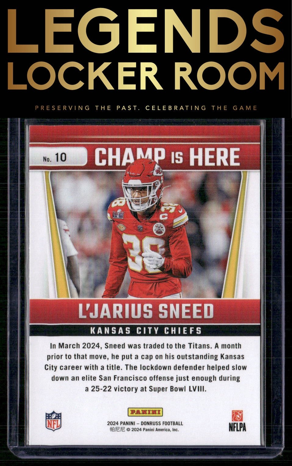 2024 Donruss #10 L'Jarius Sneed Champ is Here