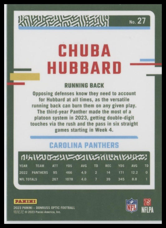 2023 Donruss Optic #27 Chuba Hubbard